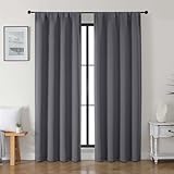 Gwine Charcoal Grey Blackout Curtains for Bedroom 84 inches Long 2 Panels Set, Solid Noise Reducing Thermal Insulated Blackout Curtains for Living Room with Rod Pocket, Each 40' Wx84 L