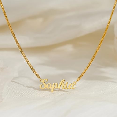 Novgarden Name Necklace Personalized, 18K Gold Plated Custom Name Necklace Nameplate Pendant Jewelry Gift for Women, Girls3
