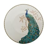 222 Fifth Peacock Garden Salad Plate, White, Set of 4