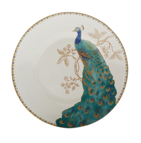 222 Fifth Peacock Garden Salad Plate, White, Set of 4