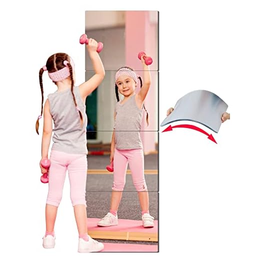 BQRIS Kids Safety Unbreakable Mirror,Acrylic Shatterproof Mirrors Full Length,12"x12"x4 Pack,Children Non Glass Stick on Mirror,Gym Mirror for Home Workout,Bedroom Body Mirrors Wall Dormitory