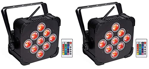 (2) Rockville Best PAR 60 Rechargable Par Can Wash Lights wWireless DMX+RGBWA+UV