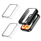 QUSRTMUE 3 Pezzi Cover con Vetro Temperato per Xiaomi Smart Band 10 Pro,2 Trasparente + 1 Nero,Antiscivolo ＆ Anti-Graffio.