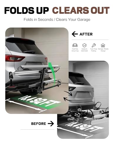 Young Hitch Mount Bike Rack with Ramp, 200 lbs. Capacity for 2 E-Bikes, Fat Tire and Standard, fits Cars, SUVs, RVs, Trailers with 2 Inch Receiver