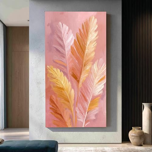 Impression sur toile Plume rose 80x150cm tableau abstrait pour salon - 2