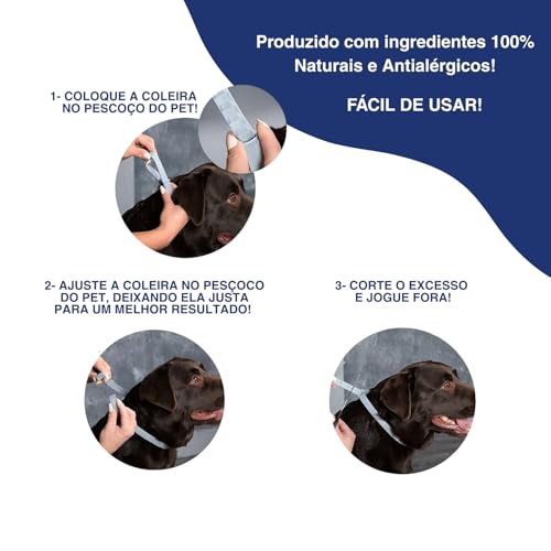 Coleira Antipulgas e Carrapatos para Cães e Gatos – Ajustável, Resistente à Água, Proteção 8 Meses,