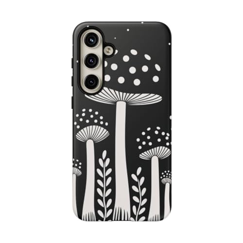 Coque Samsung S24 Plus champignon noir et blanc protection rigide mate