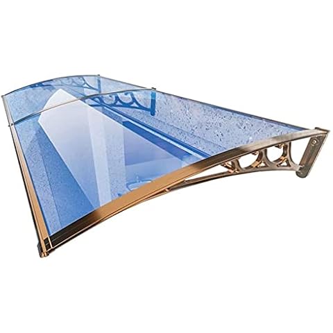 Window Door Awning, Patio Porch Awning Impact Resistance Polycarbonate Sheet UV Rain Protection Roof Front Back Porch Outdoor Cover Aluminum Alloy Bracket ( Color : Blue , Size : 80x150cm ) Cover