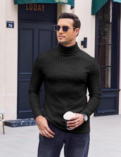 Ekouaer Men Turtleneck Shirts Lightweight Long Sleeve T Shirt Ribbed Thermal Tops Baselayer Pullover S-XXL2