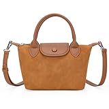 Quilted Crossbody Bags for Women, Lightweight Hobo Shoulder Bag, Casual Tote Handbags Autumn Suede Purse for Daily & Outdoor Use (Caramel - Suede)