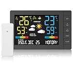 Estación Meteorológica Inalámbrica Con Pantalla LC...: 【Pantalla LCD a Color Brillante】Equipada con una pantalla LCD de brillo ajustable (3 niveles), esta estación permite una lectura clara y sencilla incluso por la noche. El ajuste de la retroiluminación evita que la luz intensa afecte el sueño, garanti...