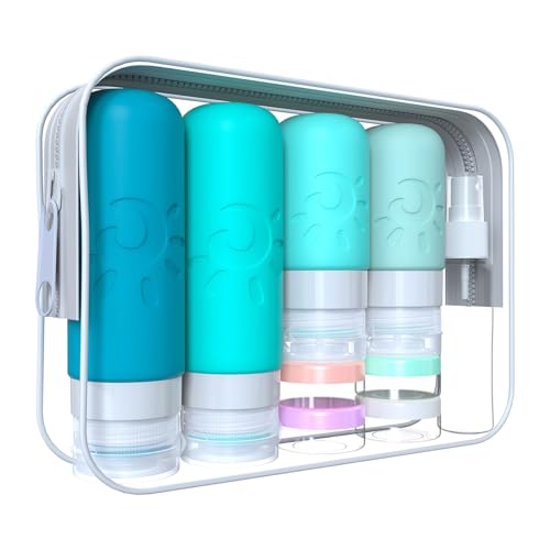 Zafit 18 Pack travel Bottles for Toiletries, TSA Approved Silicone Travel Containers Leak Proof Refillable Travel Accessories for Shampoo Conditioner Lotion Body Wash(Multicolored H)