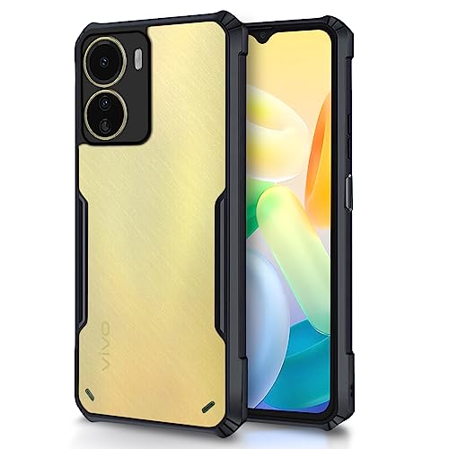 Image of Pikkme Vivo Y16 Back Cover | Crystal Clear Transparent Back | Ultra Hyrbid | Full Camera Protection | Raised Edge | Bumper Back Case for Vivo Y16 (Plastic, Black)