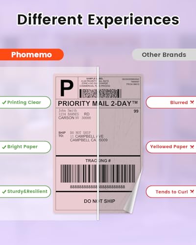 Image of Phomemo Thermal Label Printer Upgraded with Touchable Screen with 4x6 (Pack of 250 4x6 Fanfold Labels),4x6 Wireless Thermal Label Printers for Shipping PackageShipping Address Label