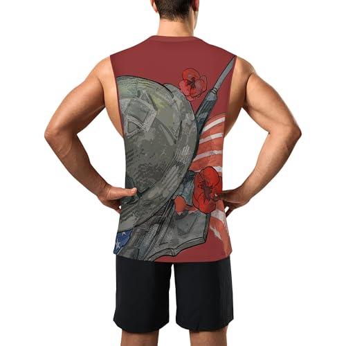 Image of Zhyaj Summer Tanks Top for Men Flag Graphic Print Sleeveless Shirts Casual Working Out Vest T-Shirts Loose-Fit Men's Tank