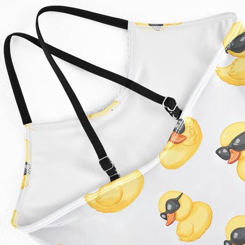 senya Girls Swimsuits One-Piece Swimwear Tie Bathing Suit Beach Summer Round Neck 7-8T Duck Sunglasses Pattern4