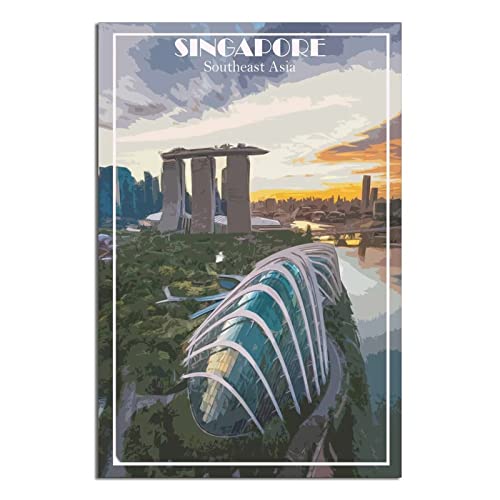 UEJD Singapour - Poster vintage sur toile d'Asie du Sud-Est - Affiches décoratives sur toile pour chambre à coucher - Décoration murale - Cadeau idéal