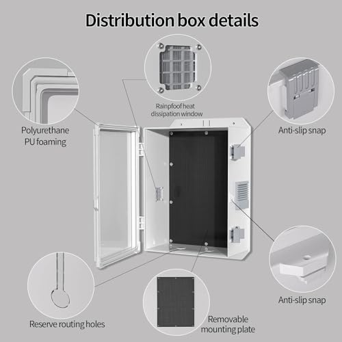 Image of Namunanee Outdoor Electrical Junction Box, ABS Water Resistant Enclosure with Internal Mounting Panel & Hinged Cover (13 inch H* 9.2 inch L* 5.6 inch W)