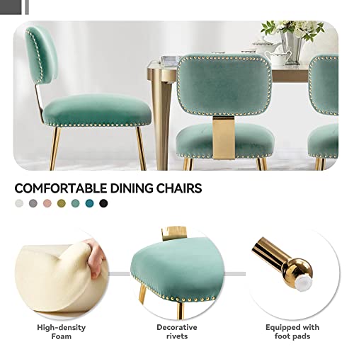 Seynar Dining Chairs, Modern Velvet Upholstered Accent Chairs Set Of 2, Vanity Chair With Gold Metal Legs For Living Room, Bedroom And Waiting Room (Deep Green) #TOP3