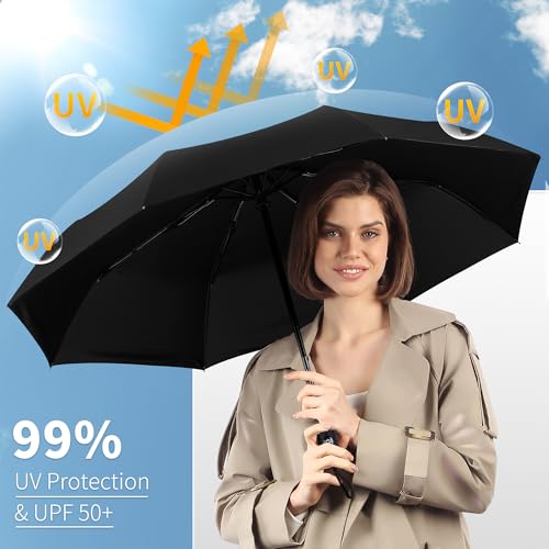 seniny windproof travel umbrella automatic umbrellas for rain portable amp compact umbrellas for backpack strong uv for protection folding small sun umbrella for car walking