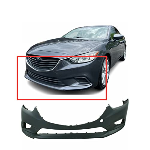 FitParts Compatible With Front Bumper Cover Mazda 6 2014 2015 2016 GS GT GX Grand Touring I Sport Sedan 14 15 16. New, Primed and Ready for Paint. W/o Parking Aid Sensor Holes.
