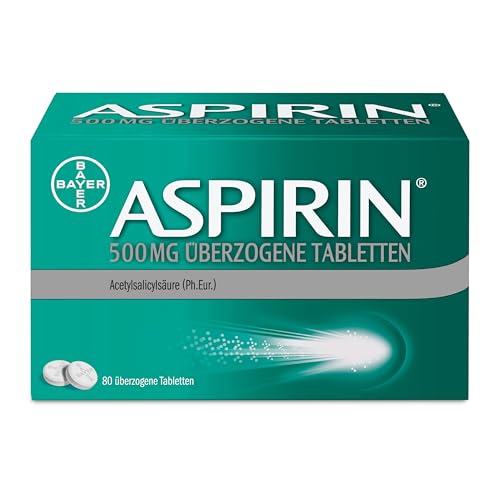 Aspirin Tablette | gegen Kopfschmerzen | schnelle und effektive Wirkung | gute Verträglichkeit klinisch belegt | 500mg ASS | 80 Stück