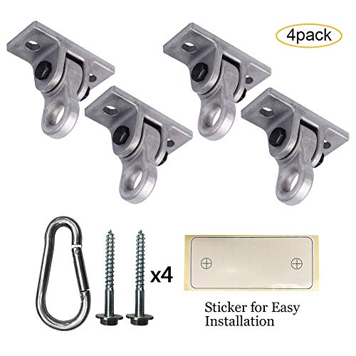 Image of ABUSA Heavy Duty White Metal Color Swing Hangers Screws Bolts Included Over 5000 lb Capacity Playground Porch Yoga Seat Trapeze Wooden Sets Indoor Outdoor (4 Pack)
