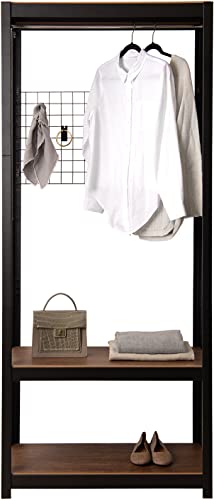 Best Home Fashion Kepsuul Clothing Rack + Shelf Customizable Modular Shelving and Storage + Mesh Board - Black