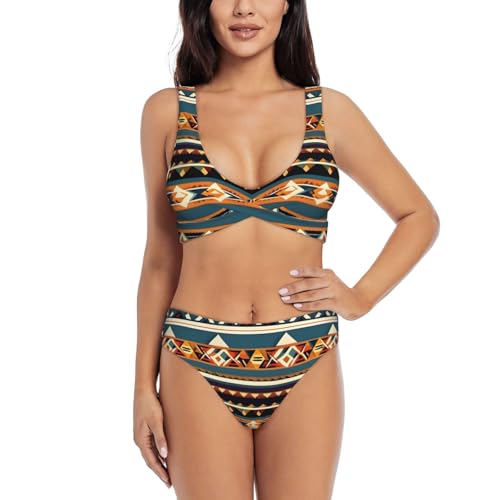 Maillot de bain 2 pièces femme imprimé amérindien de qualité supérieure