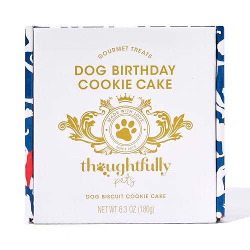 Image of Thoughtfully Pets, Superhero Dog Birthday Cookie Cake, Gourmet Mini Cake, Peanut Butter Flavored, Hand Decorated Hollow Biscuit for Any Dog Breed