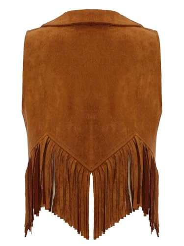 Kids Cowgirls Cowboys Collared Fringe Waistcoat Retro 90s Western Vest Top2