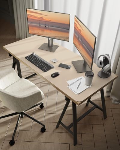 Image of Bloss Extra Large Leather Desk Mat 47.2 inch x 24 inch Non-Slip Dressing Table Cover Protector, Waterproof Student Study Desk Mat, PU Leather Computer Writing Desk Pad for Home Office and Decor - Beige