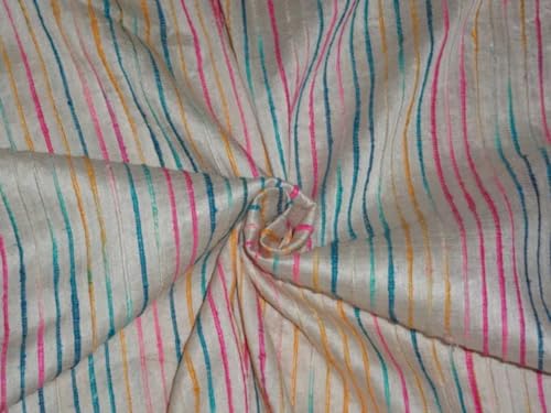 Soie pure Dupioni à rayures multicolores tissu noble de 111,8 cm de large pour haute couture