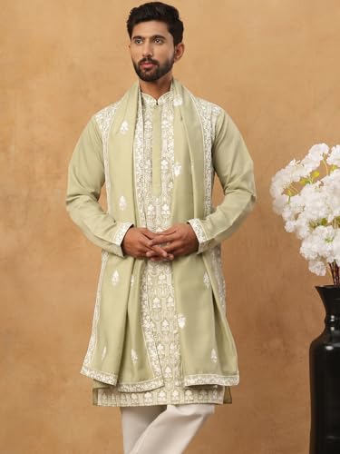 Image of Jompers Silk Blend Embroidered Kurta Pyjama Dupatta Set