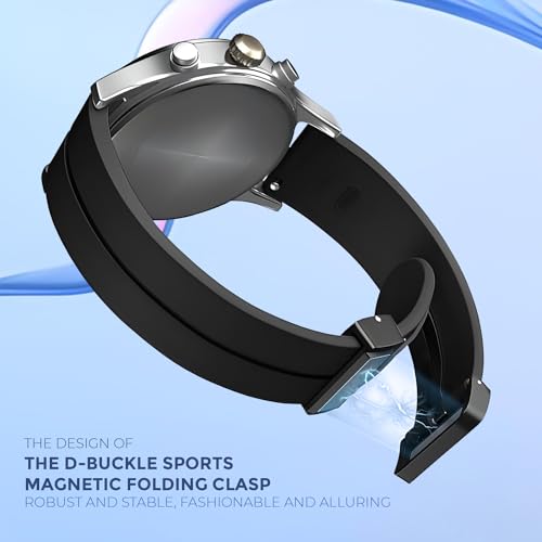 Image of GameSir 22mm Smartwatch Strap | Soft Silicone Magnetic Lock Replacement Band Compatible with Noise ColorFit & All 22mm Lug Watches | Flexible, Sweatproof & Fashion Design Strap (Black)