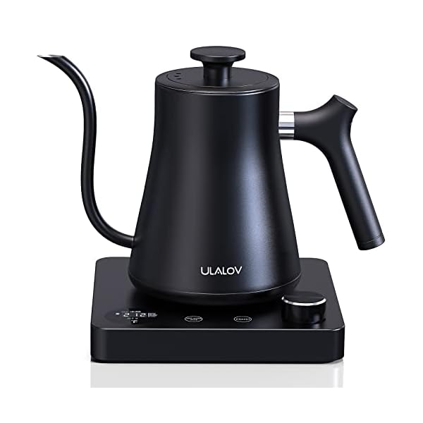 Ulalov Gooseneck Electric Kettle 1.0L with Temperature Control,Ultra Fast Boiling Hot Water Kettle for Pour-Over Coffee/Tea,100% Stainless Steel, 5 Variable Presets, 12H Keep Warm,Leak-Proof, 1200W