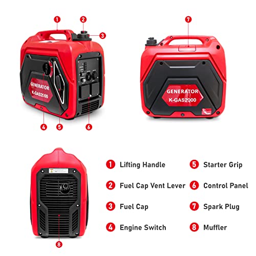 Sharcar K-GAS2000 Kosta Portable Inverter Generator, 2000 Watt Ultra Quiet Inverter Gasoline Generator thumb #1
