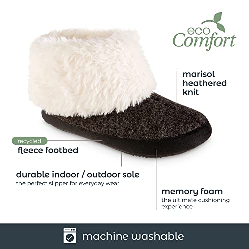 isotoner womens Recycled Comfort Memory Foam Heather Knit Marisol Boot SlippersSlipper2