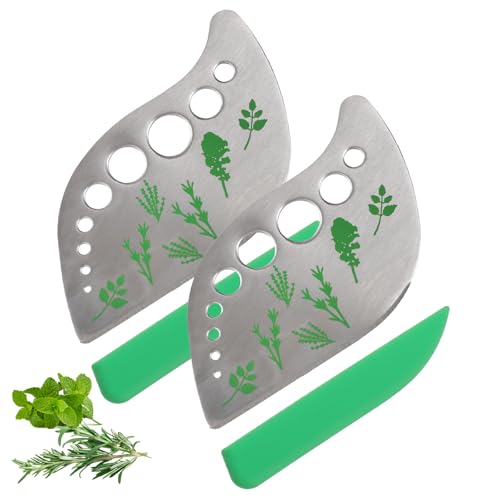 COLIVOX 2Pcs Herb Stripper Tool 9-Hole Stainless Steel Herb Peeler for Rosemary Thyme Basil Kale Collard Greens Mint - Kitchen Gadgets for Easy Leaf Removal