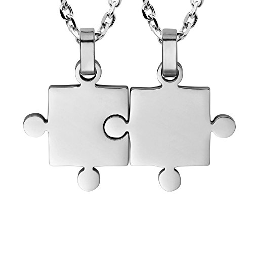 Godyce Puzzle Necklace Friendship - Women Men Stainless Steel Pendant Silver Tone Jewelry