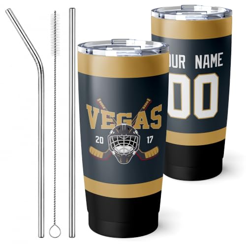 Image of ANTKING Vegas Tumbler 20oz Custom Name Number Travel Mug Gifts | Stainless Steel Insulated Coffee Cup for Men Women
