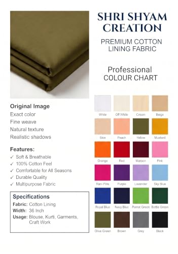 Image of Unstitched Cotton Astar /Lining /Cloth /Kapda Running into Meters for Suit,Sherwani,Kurti,Blouse /Choli,lehanga & Dress Materials(Available in 2,4,6 Meters Variation) (Mehandi, 4 Meter)
