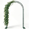 Kelived Thickened Metal Garden Arch with Detachable Base, 16mm Rust-Resistant Archway for Climbing Plants, Dual Size Convertible Arbor for Wedding & Party & Garden Decoration