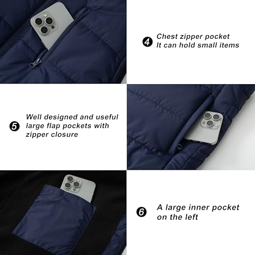 Image of VtuAOL Men's Puffer Vest Outdoor Padded Vest Softshell Outerwear Vest for Travel Hiking