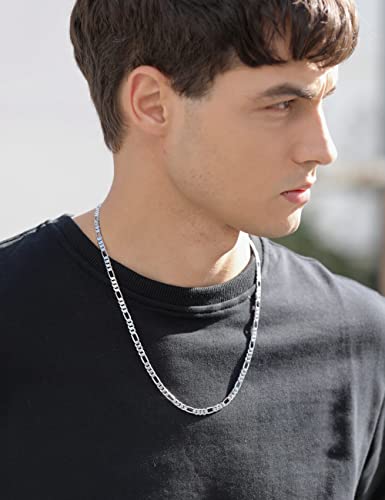 925 Sterling Silver Figaro/Cuban Chain Necklace for Men Diamond Cut Silver Link Chain for Women 16-30 Inches2