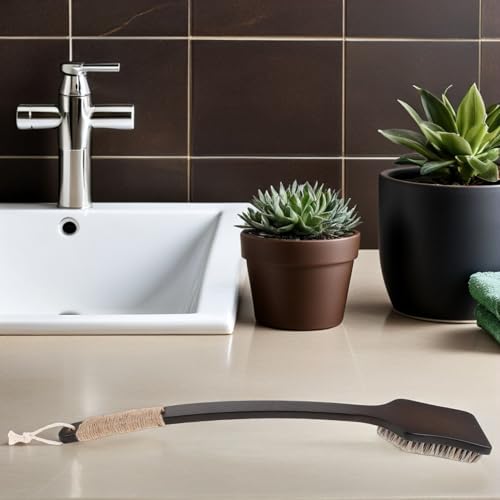 Brosse de douche long manche dos en bambou durable et poils doux premium