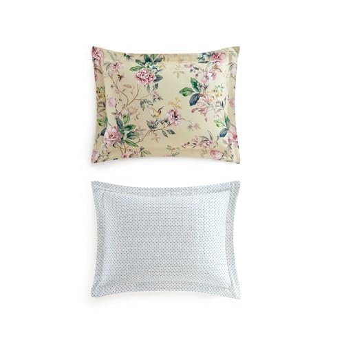 Image of Martha Stewart - Queen Comforter Set, 100% Silky Smooth Cotton Sateen Floral Bedding for Year Round Comfort, 3 Piece Bed Set with Matching Pillowcases (Songbird Yellow)