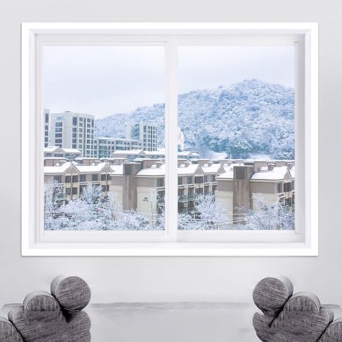Honseadek Película aislante resistente al viento para ventanas de invierno, kit de sellado térmico transparente con material de polietileno, 100 x 120 cm, 120 x 140 cm, reutilizable e impermeable (100