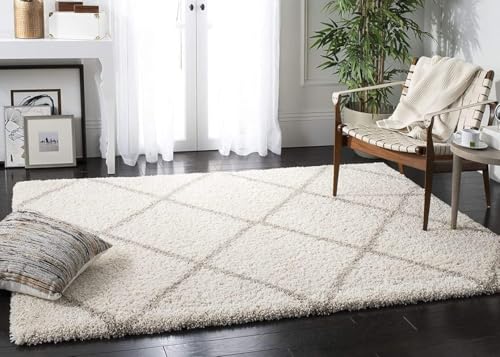 Image of TRANQUIL Polyester Fluffy Fur Rug Shaggy Modern Carpet for Living Room, Bedroom, Guest Room, Kids Room (4x6 Feet, Ivory Box)