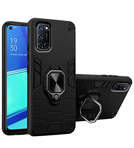 Image of Pikkme D5 Tough Armor Bumper Back Cover Case for Oppo A52 |Ring Holder & Kickstand in-Built (Black)